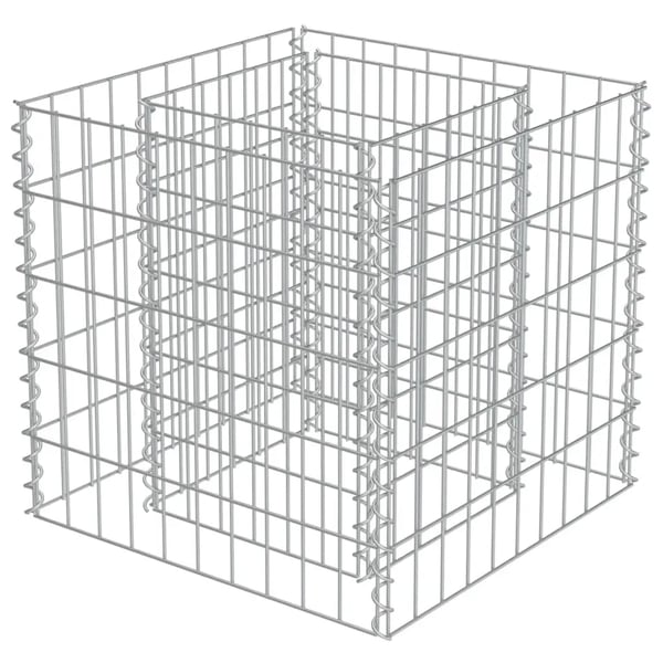 Gabionbas, 50x50x50 cm, Galvaniserat Stål, Innermått 30x30 cm, Väggtjocklek 10 cm, Hög Lastkapacitet 1400 kg/m³