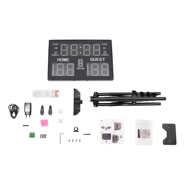 Racetimer Scoreboard, Justerbart Stativ, LED-display,Svart