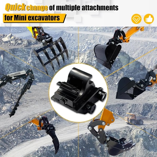 Mekanisk Hurtigkobling, Huldiameter 25mm, Centerafstand 93mm, Spændvidde 85mm, Til 0,8-1,5 tons Mini Gravemaskine, M14 Justering