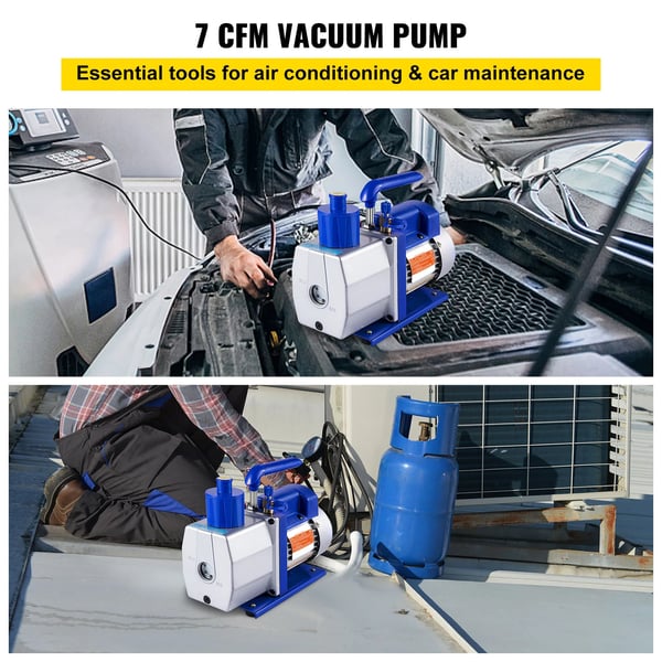 Vakuumpumpe, 7 CFM FAD, 1/3 HK Effekt, 5 Pa Ultimativ Vakuum, 110V/60Hz US, 220V/50Hz EU