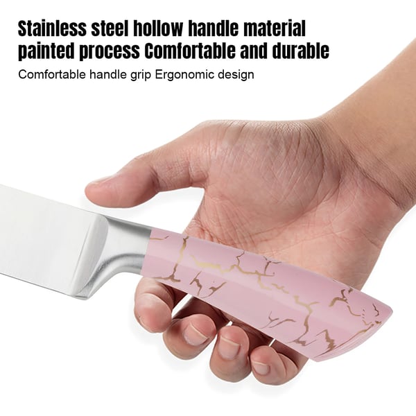 Køkkenkniv Sæt, Ergonomisk Håndtag, Holdbart Rustfrit Stål,Pink