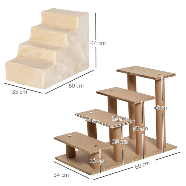 Husdjurstrappa, Avtagbart överdrag, Stabil design,Beige, 60x35x44 cm