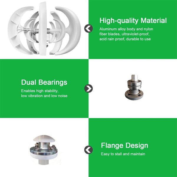 Vindkraftgenerator, 5-bladig design, mångsidiga tillämpningar,VIT