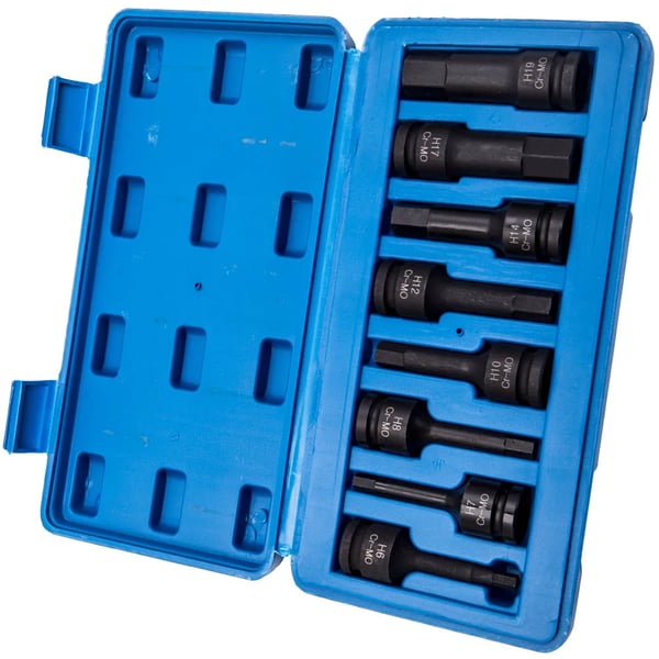 Impact Hex Socket Set, 8-delad, 1/2 tum drivning