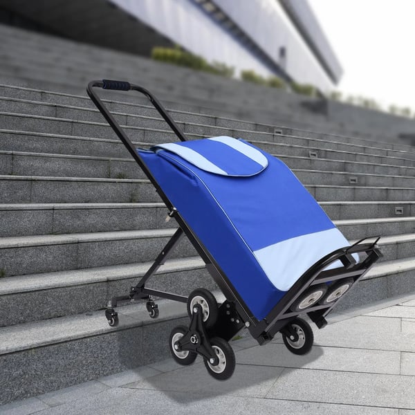 Trappeklatrer, Belastningsevne 150 kg, Sammenklappeligt design, 2 forhjul, 6 baghjul, Tykt stålramme