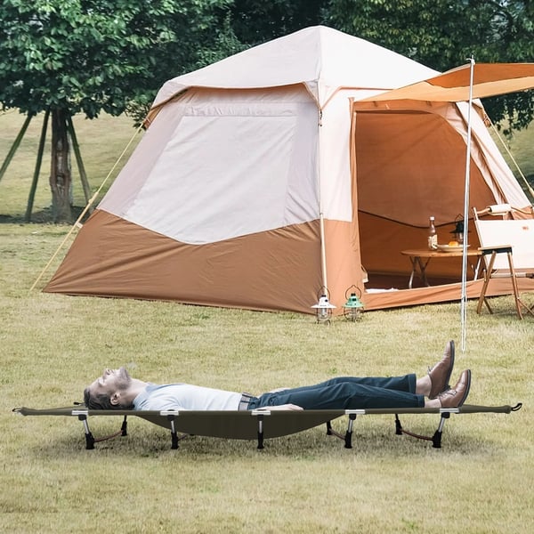 Camping seng, bærbar og foldbar, tung kapacitet,grøn