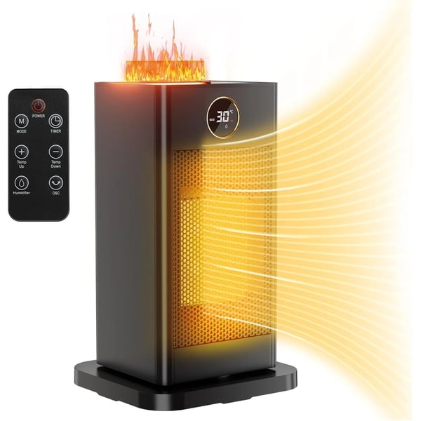 Keramisk Blæservarmer, 1500W Effekt, 90° Svingning, 15-45 °C Temperaturinterval, Timer 1-12 Timer, Luftfugterfunktion
