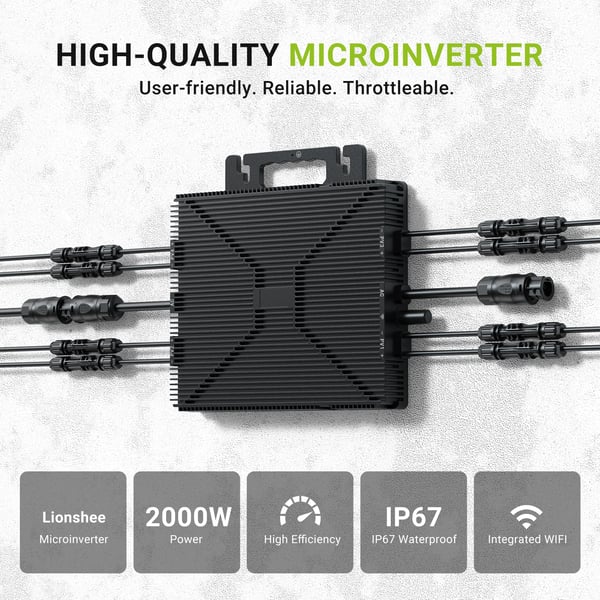 Mikro Inverter, 4 MPPT, Wi-Fi Forbindelse,2000W-AC kabel, 220-240V