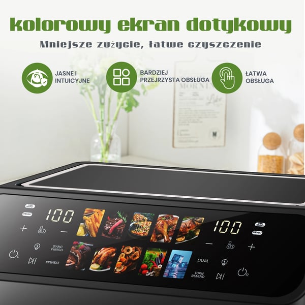 Luftfritös, Dubbelkorgsdesign, LED-Touchkontroll,EU, 2000W Ugn