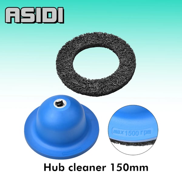 Hjulnavsbørste, 150 mm Diameter, Maksimum 1500 RPM, Anbefalet 500 RPM, Holdbart Kompositmateriale, Renser på mindre end 30 sekunder