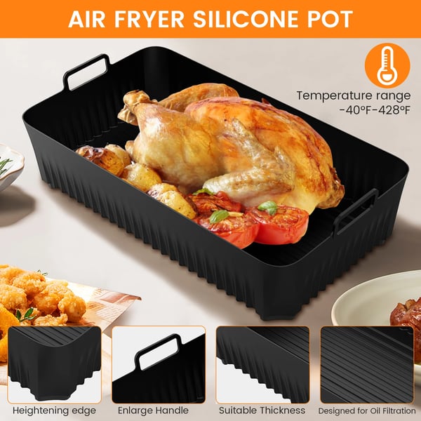 Air Fryer Liner, Genanvendelig Silikone, Kompatibel med Ninja Modeller,kun bakker