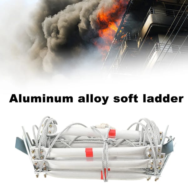 Nødsituation brandstige, 5m længde, 200kg belastningskapacitet, 2,35kg vægt, aluminiumlegering, kompakt design