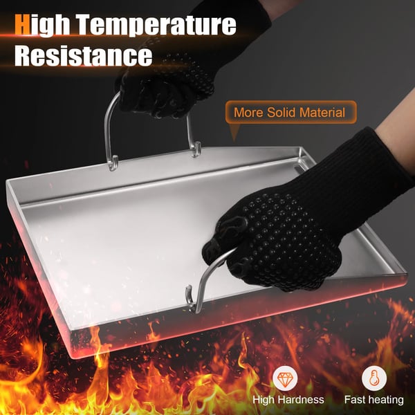 Grillpande Sæt, Nonstick Overflade, Inkluderer Spatel og Handsker,Sølv