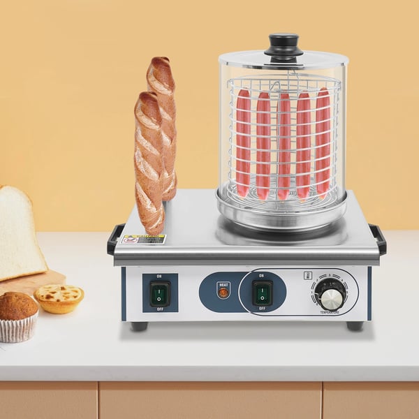 Hot Dog -lämmittäjä, 550W teho, suuri kapasiteetti,Hopea