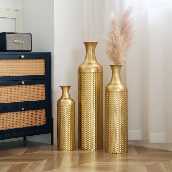 Gulvvase Sæt, Elegant Design, Alsidig Dekorativ Brug,Guld