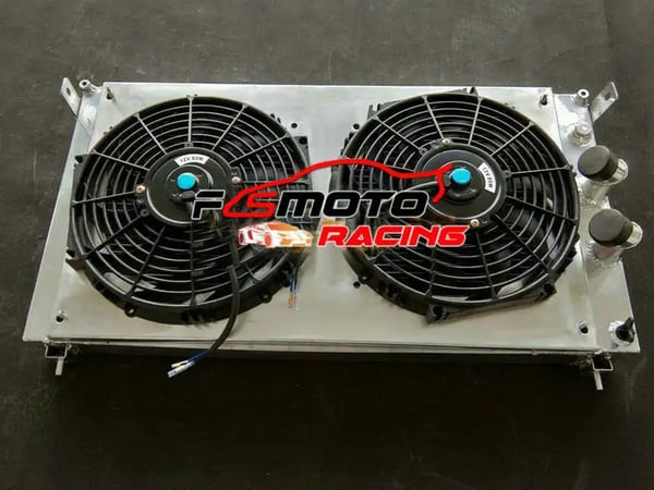 Aluminiumkøler og ventilator med skærm, kerne størrelse 62MM, 3 række konfiguration, kompatibel med Ferrari DeTomaso Pantera 5.8L V8 351 1971-1989