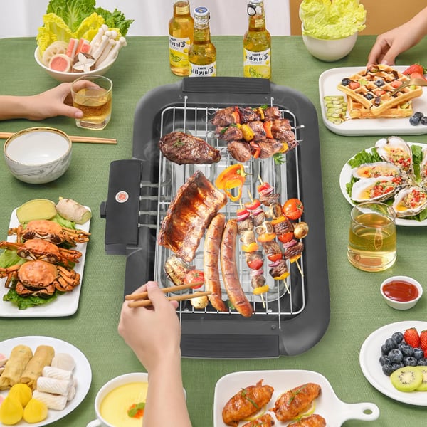 Elektrisk Bordgrill, Justerbar Temperatur, Hurtig Opvarmning,sort