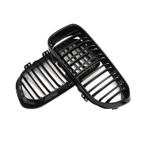 Frontbumpergrill, skinnende sort, dobbeltlinje design, holdbar ABS-plastik,Glansende Sort