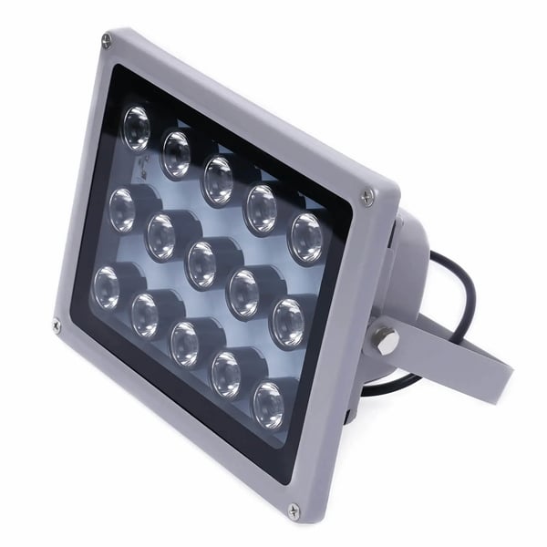 LED IR-Illuminator Lys, 15 LED Konfiguration, DC 12V Effektvurdering, Mindre end 60 Lumen, AC Strømkilde, Pærer Ikke Inkluderet