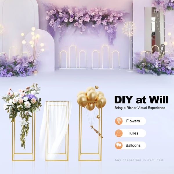 Bryllupsblomsterstandssæt, Elegant metaldesign, Holdbar til begivenheder, Alsidig midterstykkeholder
