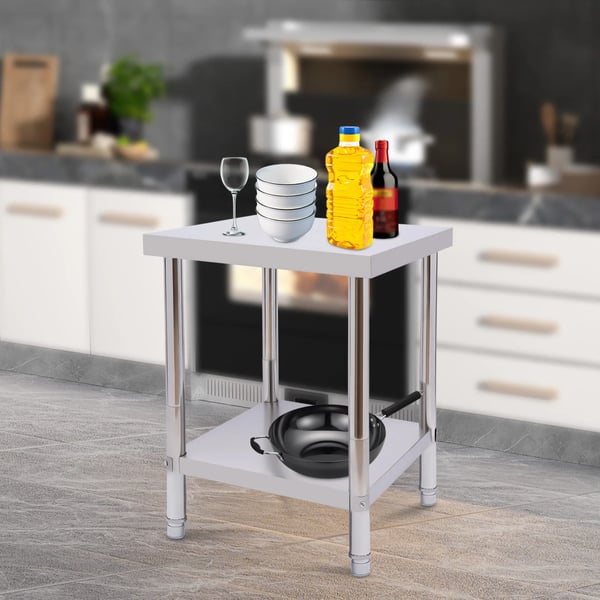 Arbetsbord, Hållbart Rostfritt Stål, Rymlig Förvaringsdesign,Silver