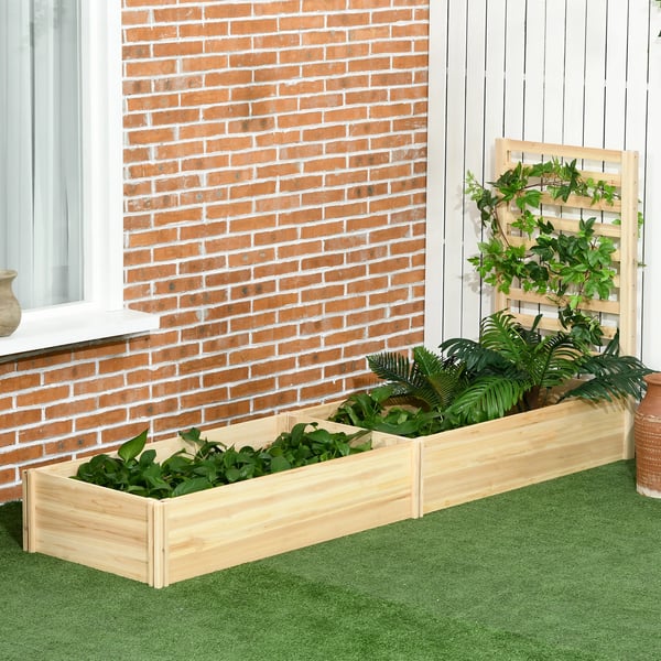 Planter, Fyrretræsmateriale, 230 x 60 x 110 cm Dimensioner, 111 x 55 x 25 cm Kasse Størrelse, Gitter Trellis Design, Hurtig Samling
