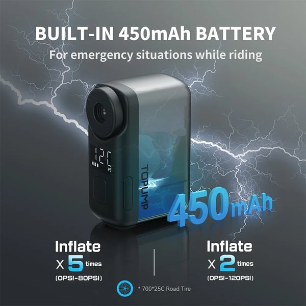 Elektrisk Mini Bærbar Pumpe, 120 PSI Maks, Digital Skærm,TOPUMP TB2 PRO