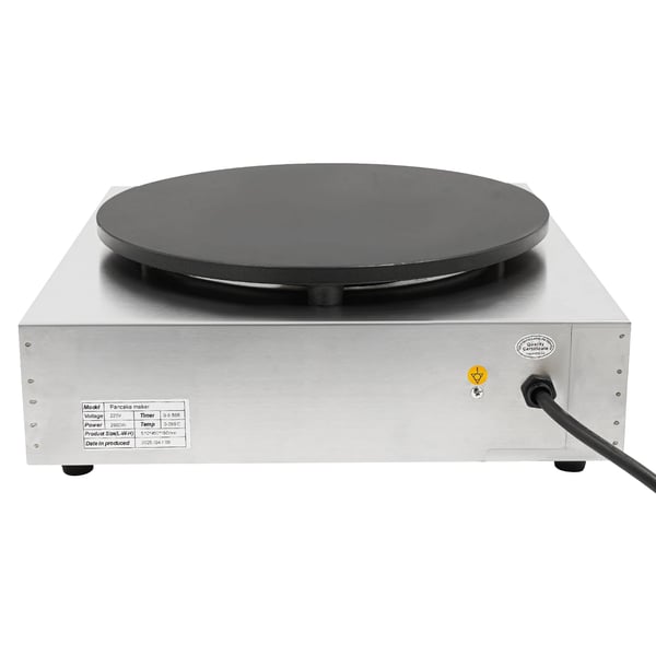 Crepe Maker, 2800W Effekt, 15,74-tommer Overflade Diameter, Rustfrit Stål Konstruktion, Non-Stick Belægning, Justerbar Timer