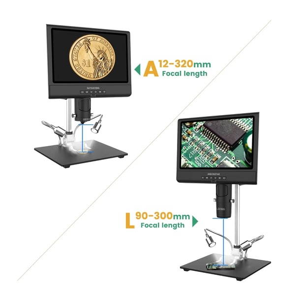 Digitalt Mikroskop, 10,1 Tommer LCD Skærm, 200X Forstørrelse,AD209, 200X