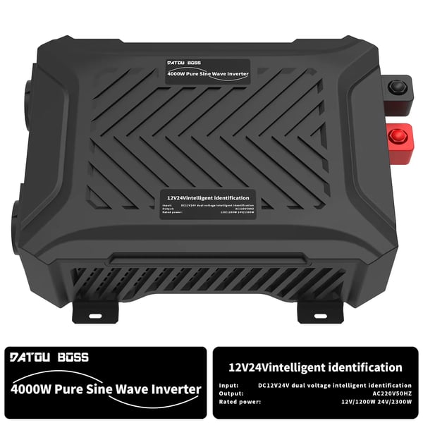 DATOUBOSS Inverter, Dual Voltage 12V/24V til AC220V, 4000W Peak Power,DC12V 24V til AC220V