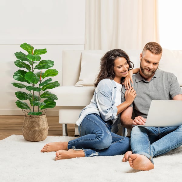 Kunstig Fiddle Leaf Fig Træ, 39 tommer højt, Polyester Materiale, Indendørs Brug, Perfekt til Hjemmedekoration, Jubilæumsapplikationer