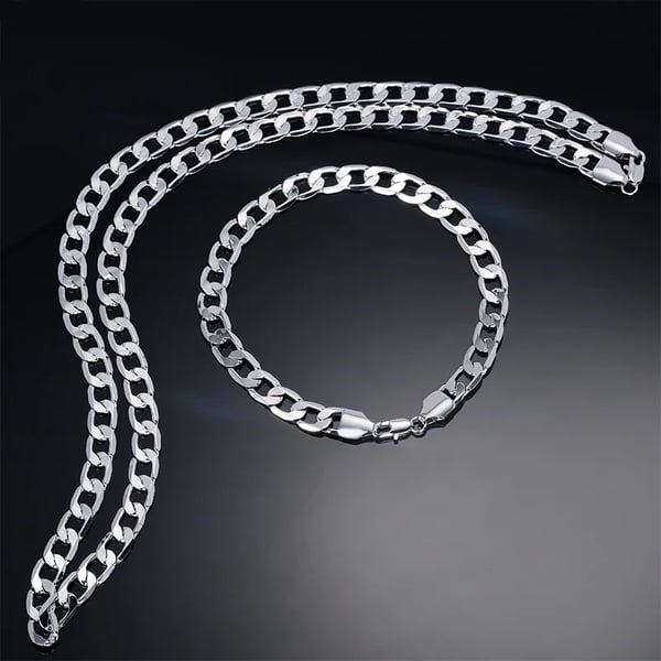 Halskæde- og Armbåndsæt, Trendy Design, Hypoallergeniske Materialer,sølvfarvet, sølv, 60cm