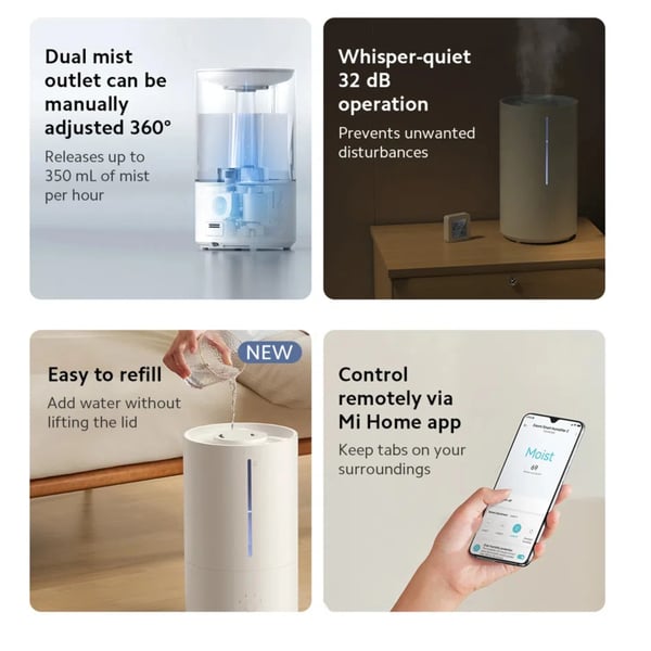 Luftrenser, 4,5L kapacitet, UV-C lysfunktion,Xiaomi Smart Luftfugter 2, EU