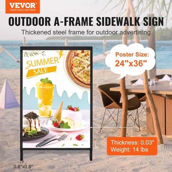 Plakatstander, Dobbelt-Sidet Design, Vejrbestandig,24x36inch