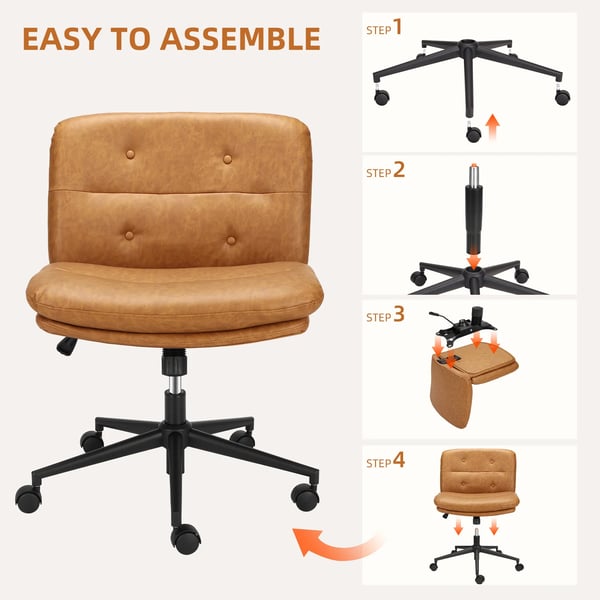 Kontorsstol, Ergonomisk Design, Tysta Hjul,Brun