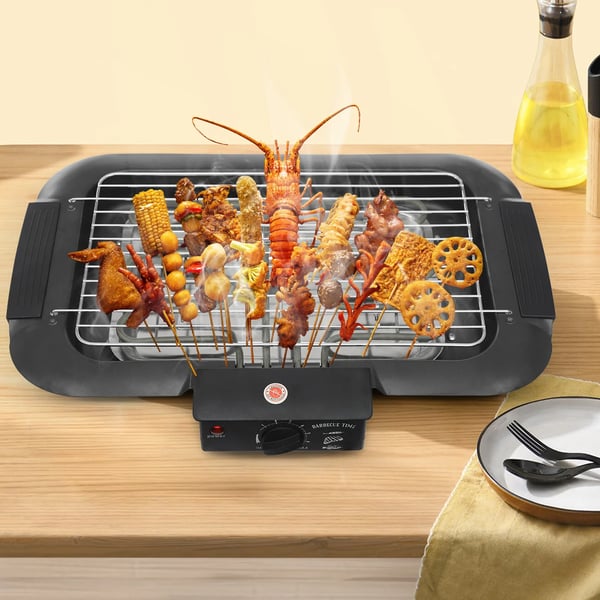 Elektrisk Grill, Justerbar Temperatur, Non-stick Overflade,sort