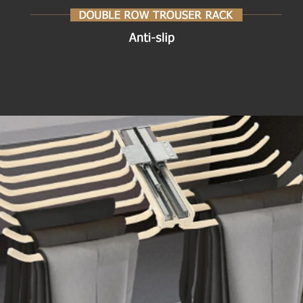 Bukseholder, Aluminiumlegering, Hængende Design, Organiserer Bukser, Egnet til Garderobeskabe, Nem Installation