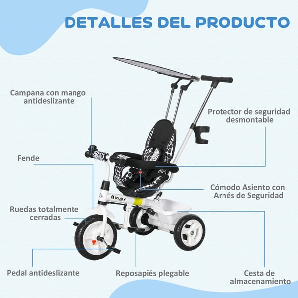 Baby Tricycle, 3 Hjul, Plastmateriale, Anbefalet til 3-6 År,HVID