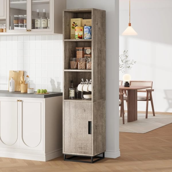 Narrow Bathroom Cabinet, MDF træ, 36 cm dybde, 40 cm bredde, 178 cm højde, justerbare hylder