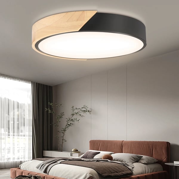 Loftlampe, Trædesign, Energi Effektiv LED,Varm Hvid, HVID, 30x30x5cm