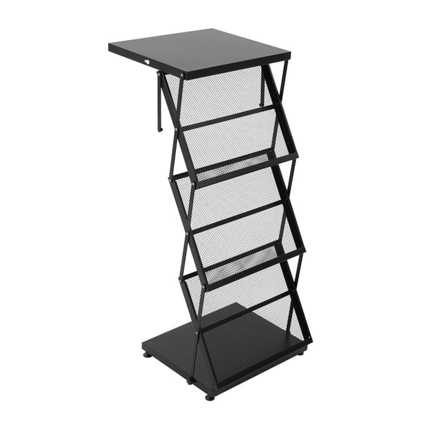 Brochure Display Stand, Premium Jernmateriale, 3-Tiers Design, Foldbar for Nem Opbevaring, Justerbar Topplade, 17,7 x 14 Tommer Base