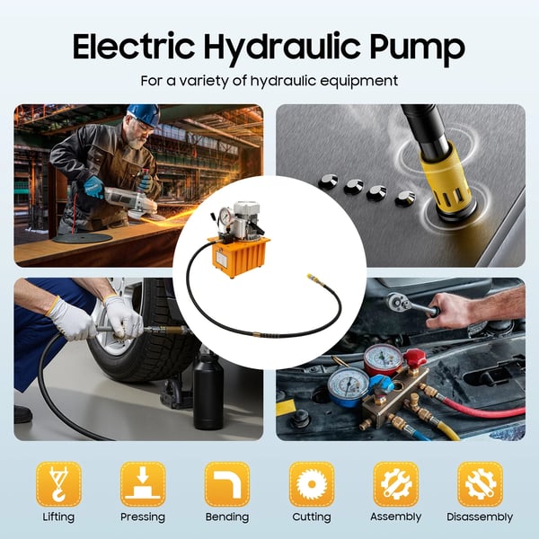 Elektrisk hydraulisk pumpe, højtryksdrift, holdbart ståldesign,Appelsin