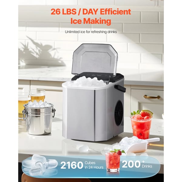 Bordplade Ismaskine, Hurtig Isproduktion, Bærbart Design,26lbs