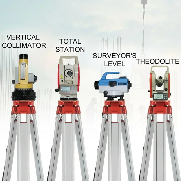 Laser Niveau Stativ, Aluminium Materiale, Justerbar Højde 1,04 - 1,65 m, Stanglængde 5 m, Stativvægt 3,6 kg, Stangvægt 1,6 kg