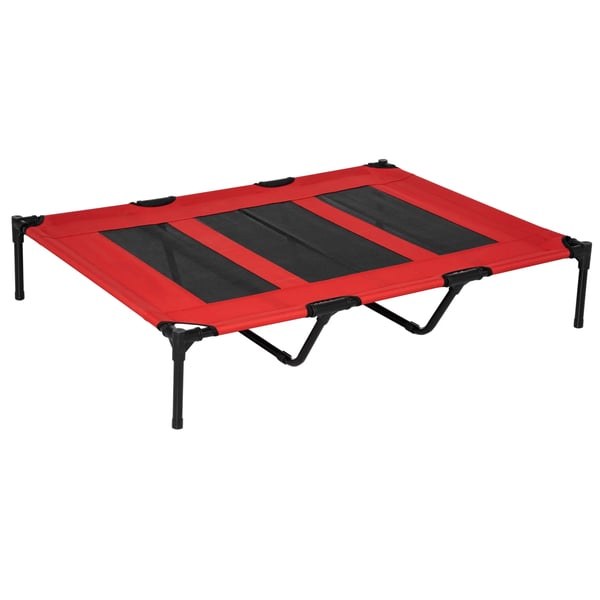 Hundbädd, andningsbart material, inomhus- och utomhusbruk, hållbar design, Röd