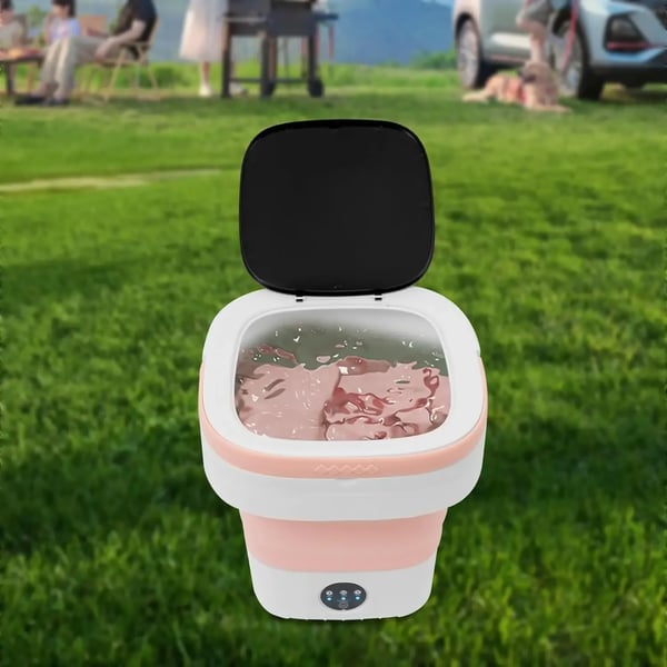 Vaskemaskine, Foldbart Design, Bærbar til Rejse og Camping,Pink