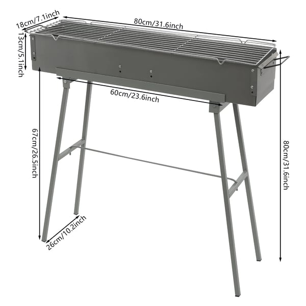 Grill, Bærbar Design, Justerbar Ildkraft,grå