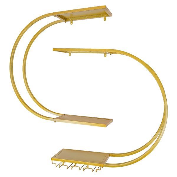 Vægmonteret Vinreol, 4 Niveauer, Stilfuldt Design,Guld