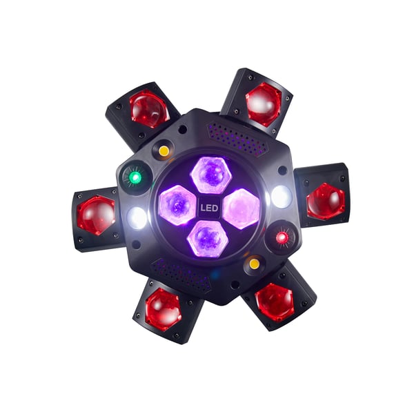 Bevægelseshovedstrålelys, RGBW LED'er, DMX512 kontrol,EU stik, sort