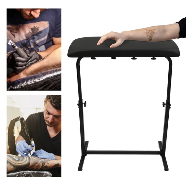Oversize Pad Armstøtte Tattoo Stand, Højdejusterbar 67-100 cm, Maksimal Belastning 80 kg,sort